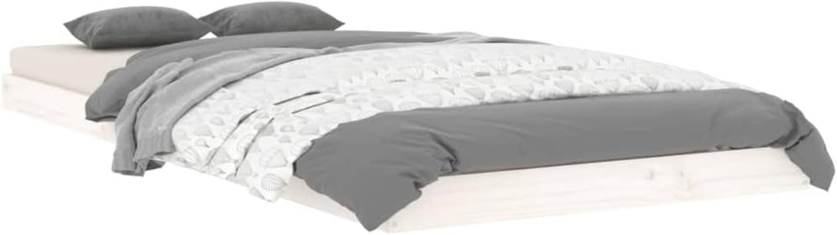 Houten Bedframe - Eenpersoons Ledikant - Slaapkamer Inrichting - Massief Grenenhout - 90x200 cm - Wit