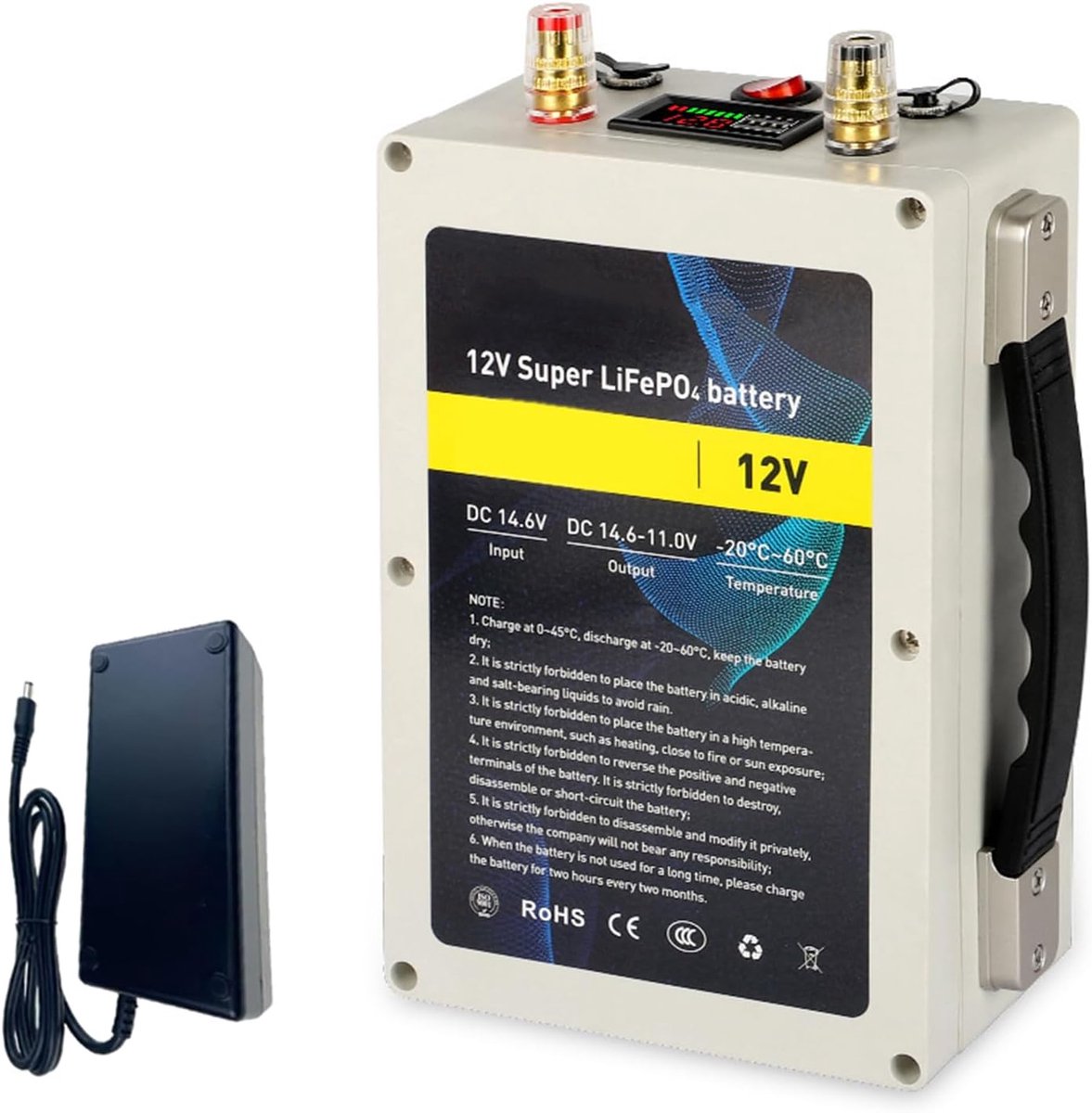 Lithium Batterij - Krachtige Energiebron - Mobiele Stroomvoorziening - Ingebouwd LCD Scherm - 30Ah tot 50Ah