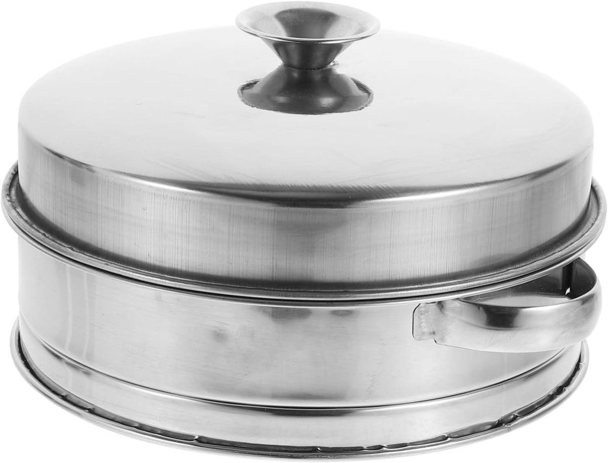 Rvs Stoommand Dubbele Handgrepen Gezond Koken Temperatuur Bestendig 20x16x11 cm Zilver