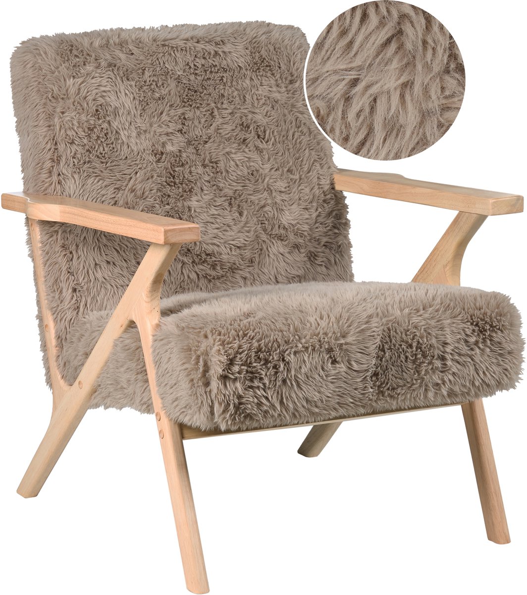 KISA - Fauteuil - Taupe - Kunstbont