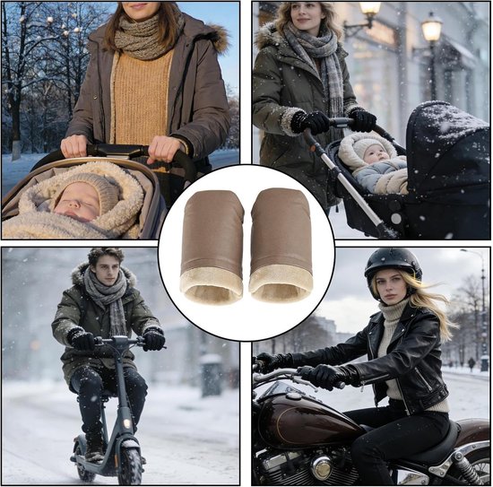 Kinderwagen Handwarmers - Fleece gevoerd - Winterse wandelingen - Waterdicht en winddicht - 26 x 20 cm - Kaki — afbeelding 5