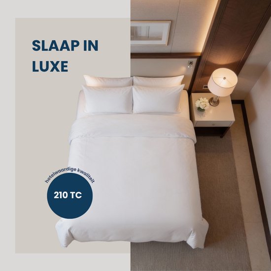 Hotelkwaliteit Dekbedovertrek Katoen Percale Uni - Wit - 270x240cm + 2 kussenslopen - 210 TC van Présence. — afbeelding 2