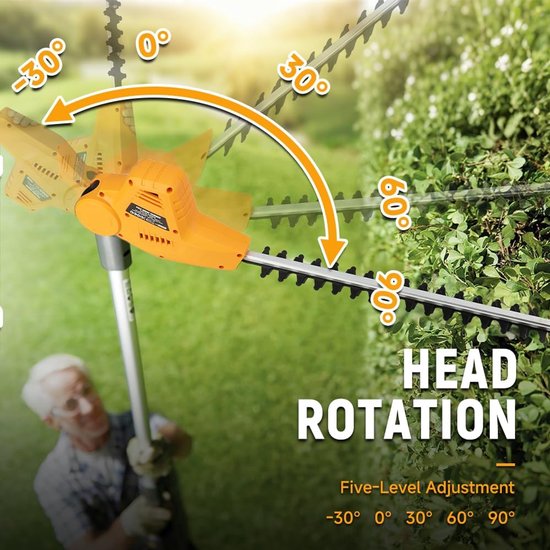 Telescopische takkenzaag - Heggenschaar combi - Boom snoeien - 2-in-1 functie - 195-253 cm - Oranje zwart — afbeelding 4
