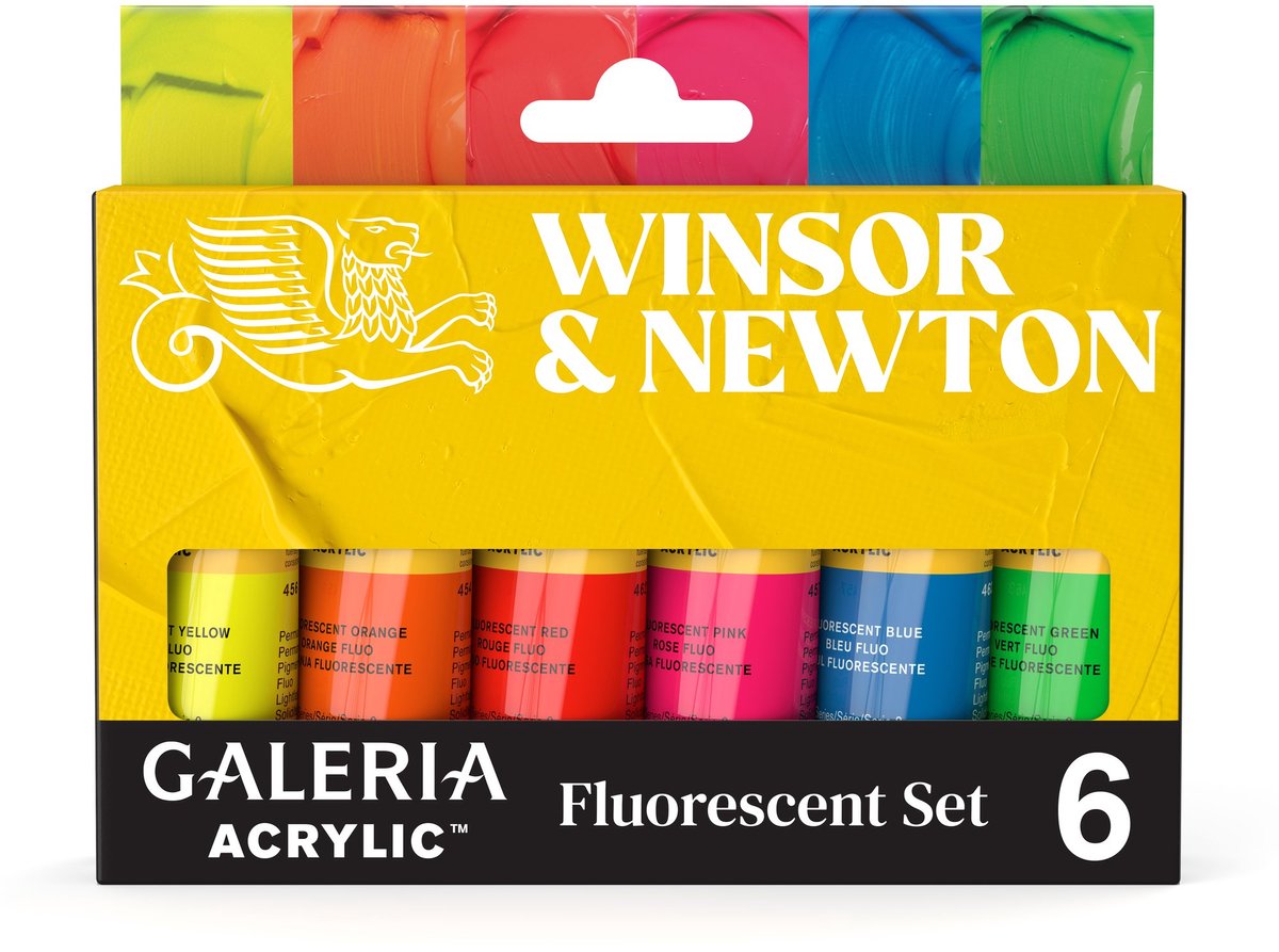 Winsor & Newton 2190619 Galeria Acrylverf Set Fluorescent – 6 x 20 ml – Neon / Fluo kleuren – Acrylverf set