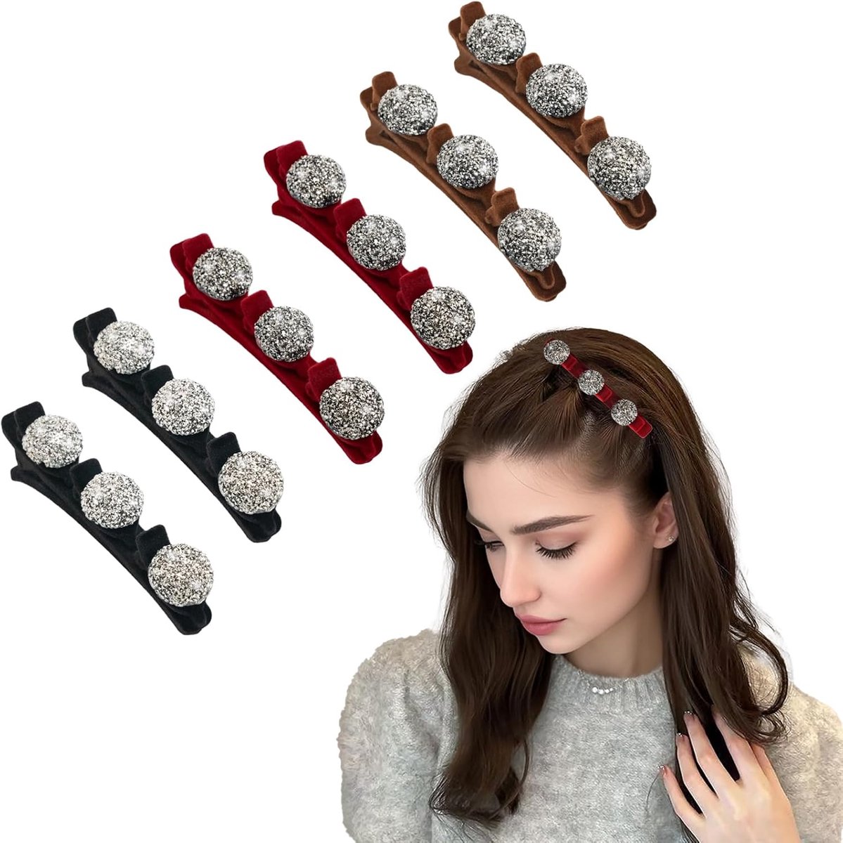 Haarspelden Set - Gevlochten Clips - Haar Styling - Kristal Versiering - 95 cm Lengte