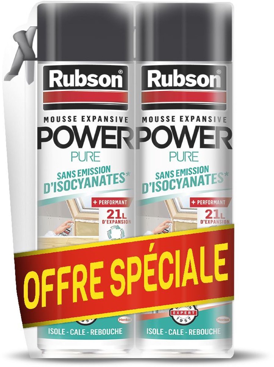 Pak van 2 expansieschuim-aerosolen - RUBSON - Power Pure - Multi-Support Adhesie - 21 L