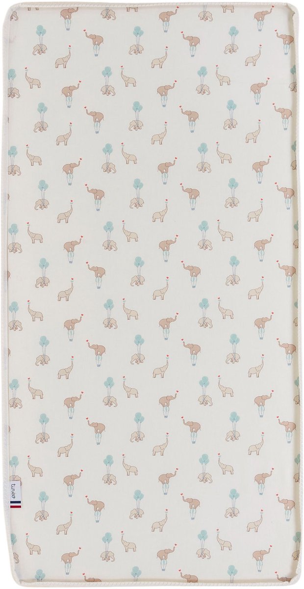 Matras - COMFORT FUN - 60 x 120 cm - Ep. 8 cm - Wit / Olifanten - TINEO