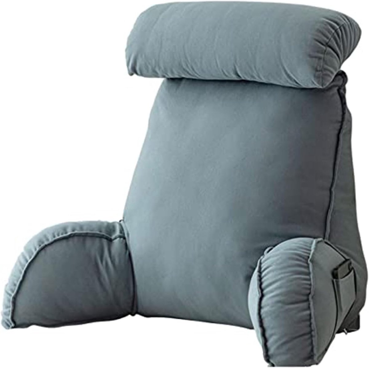 Leeskussen met armsteun - Lendensteun kussen - Bed lezen ontspannen - Ergonomisch ontwerp - 75x40x58cm - Blauw grijs