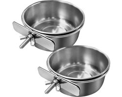 Voerbakjes & Drinkbakjes voor vogels — Papegaaienvoerbakken (met clipbevestiging voor montage in de kooi) — Drinkbakjes specifiek voor vogelkooien (set van 2) — 10 cm