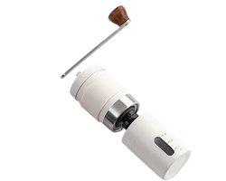 Handmatige koffiemolen - Espressomolen draagbaar - Verse koffie thuis - Instelbare maalgraad - 12.5 x 4.8 cm - Wit