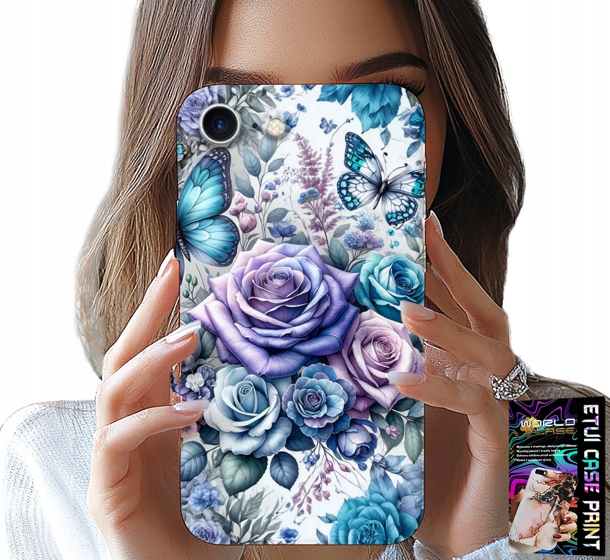 HOESJE VOOR IPHONE SE / SE2 - HOESJE MET BLOEMENPATROON EN ROZEN + GLAS