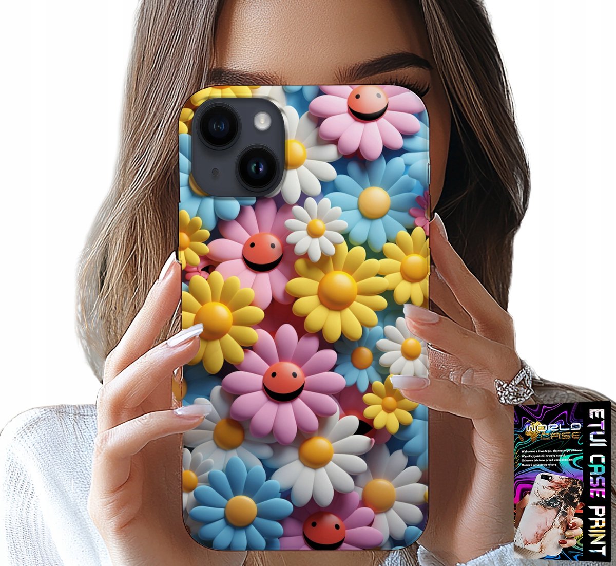 HOESJE VOOR IPHONE 13 - KLEURRIJKE BLOEMEN, MADELIEFJES