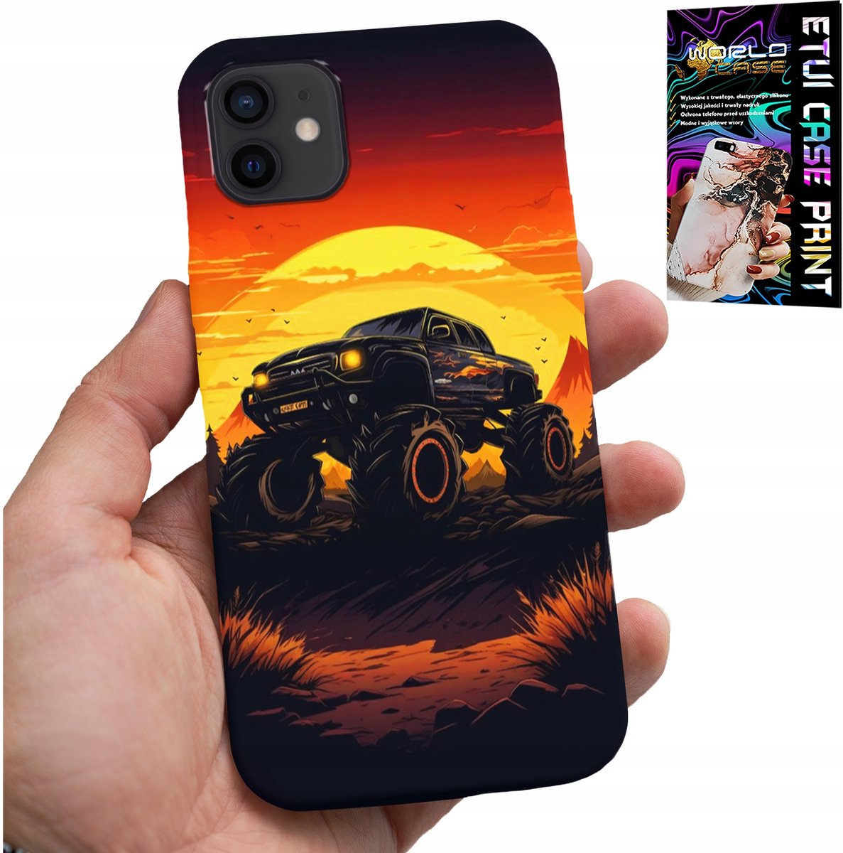 HOESJE VOOR IPHONE 13 MINI - MONSTERTRUCK, VRACHTWAGEN, PATRONEN + GLAS