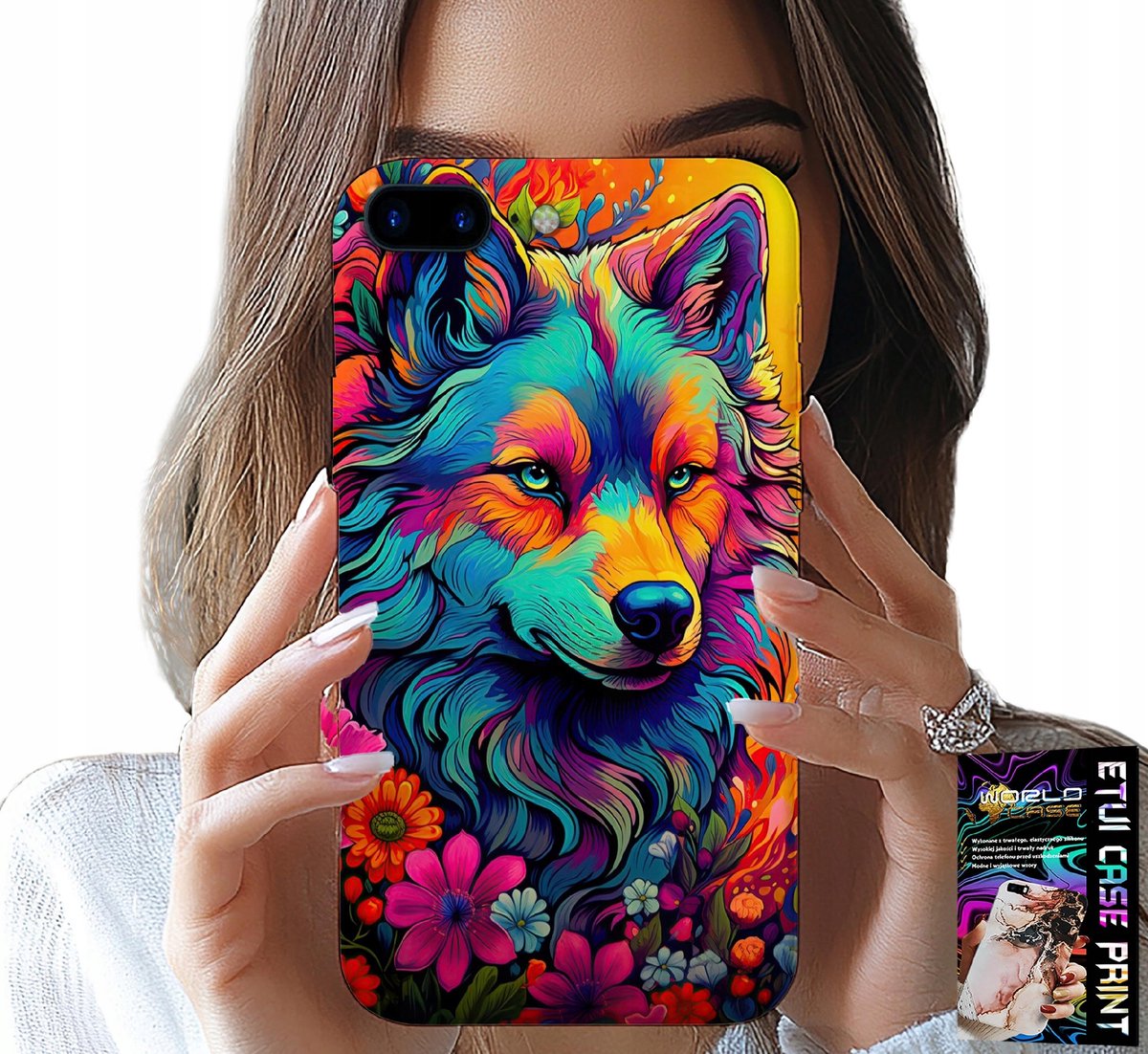 IPHONE HOESJE (7 PLUS) - KLEURRIJKE PATRONEN, WOLF PACK SWORA HOESJE