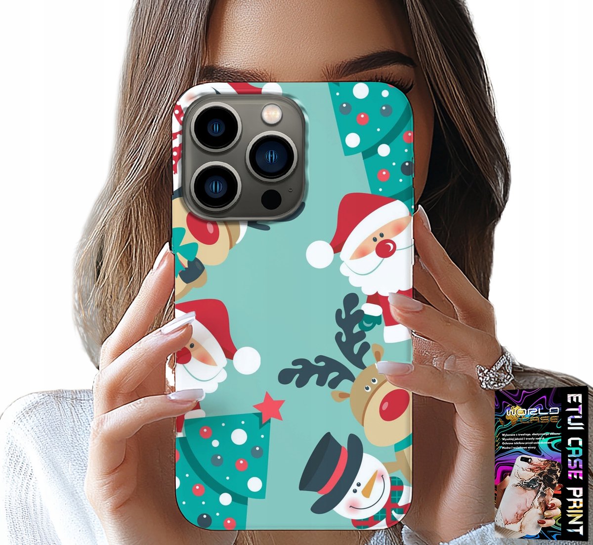 HOESJE VOOR IPHONE 14 PRO MAX - KERSTMAN, RENDIER, SNEEUWPOP KERSTPATRONEN