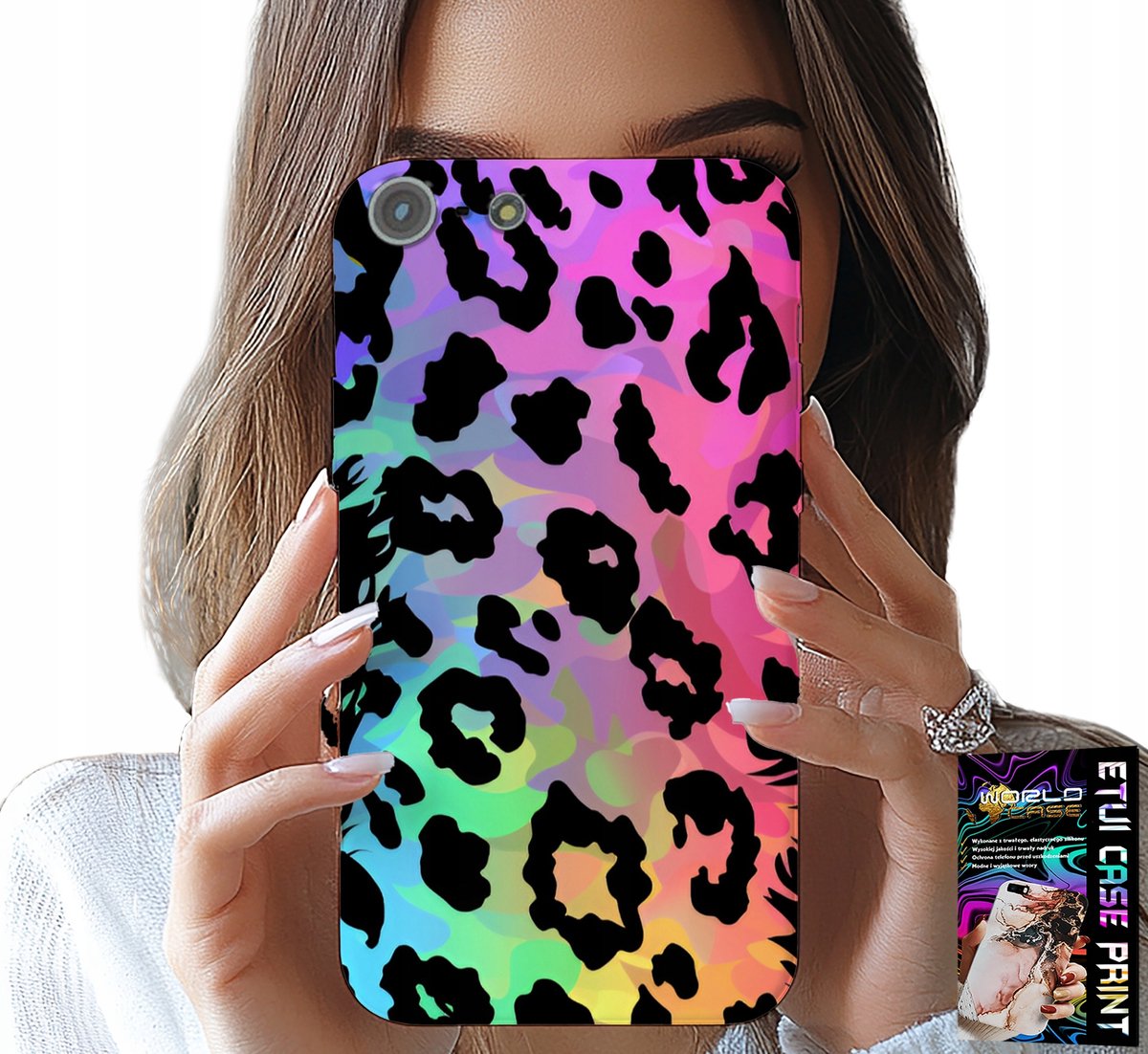 HOESJE VOOR IPHONE 5 / 5S / 5C - KLEURRIJKE REGENBOOG LUIPAARD GLAZEN ACHTERKANT