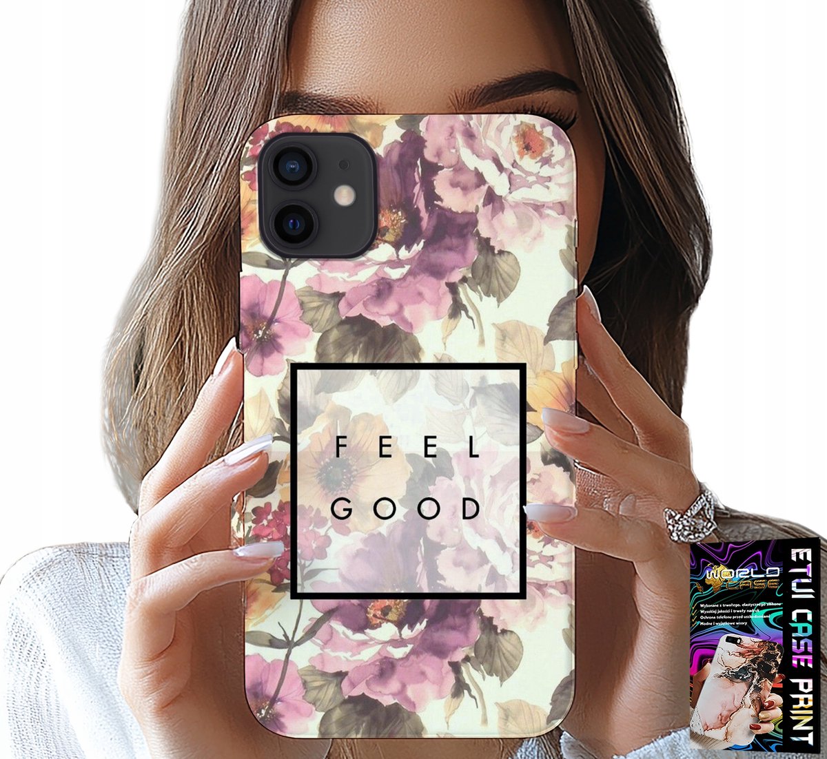 iPhone 12 hoesje - Bloemenpatroon, modieus voor dames + bril