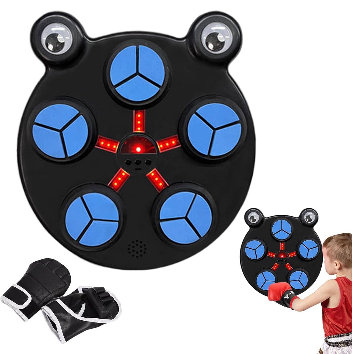 Boksmachine - Wandtrainer - Thuis sporten - Muziek en licht - 33 x 30 cm - Zwart