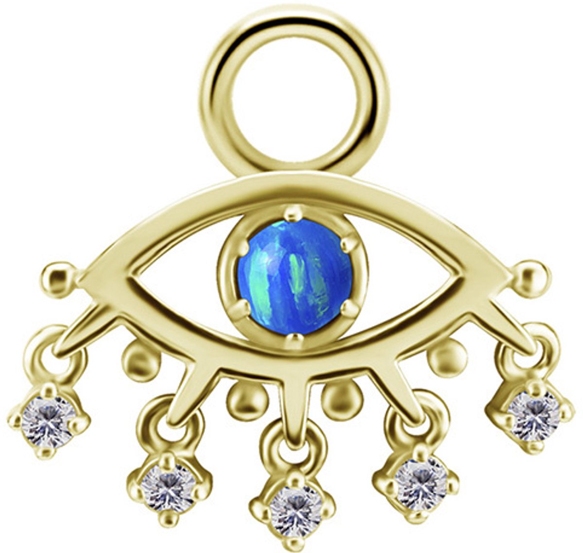 Crazy Needles - Goudkleurige Charms - Blauw Oog - Witte Zirconia