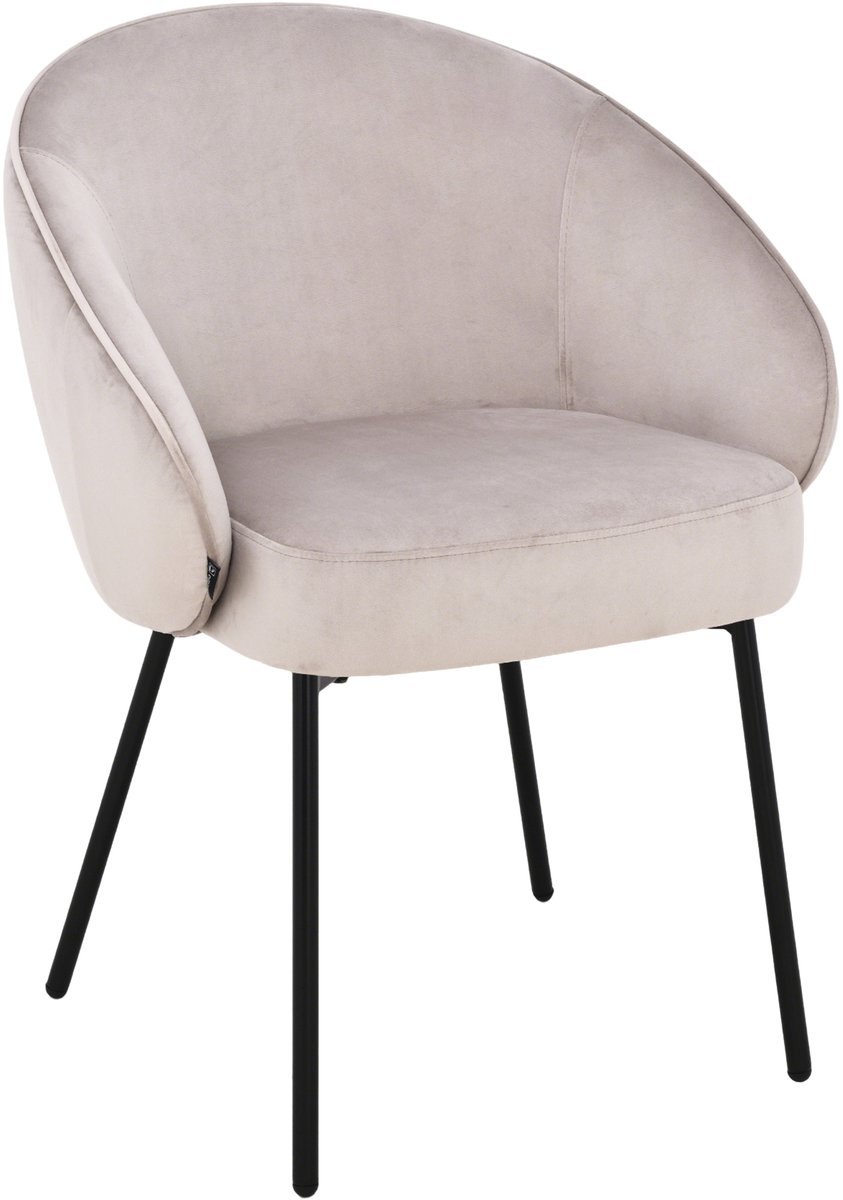ExitoDesign OTILO - Eetkamerstoel - Beige Velours - Met Armleuningen - Moderne Stijl