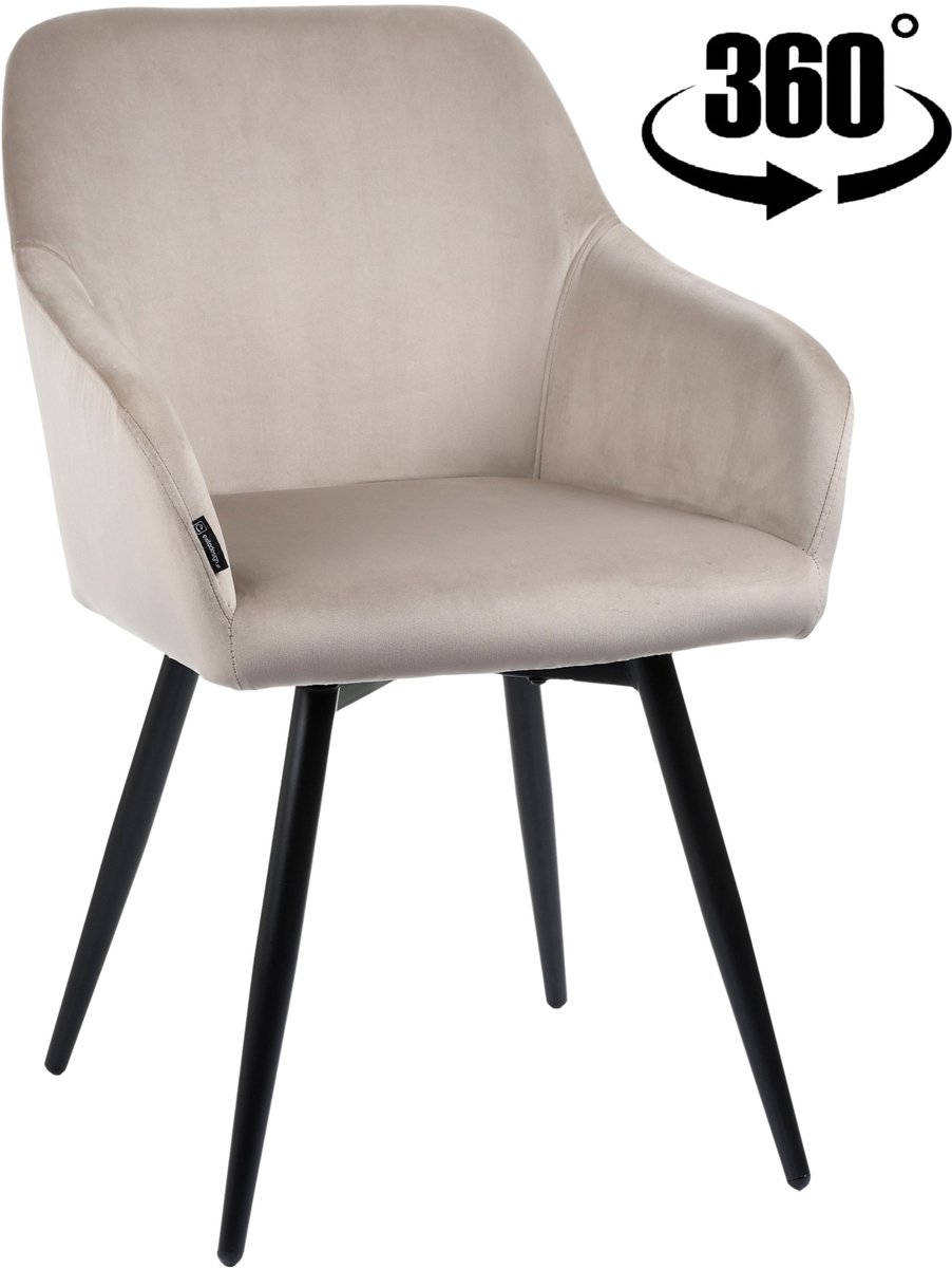 ExitoDesign ESMO - Draaistoel - Beigekleurig Velvet - Ergonomische Constructie - 360° Rotatie