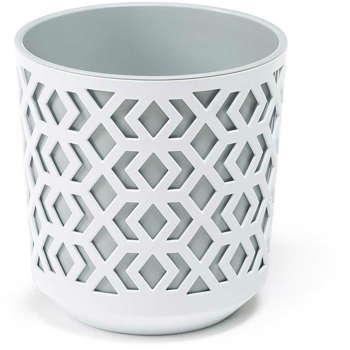 GreenHome Etnic - Bloempot - Wit ajour - Grijs inzetstuk - Duurzaam & Praktisch - 14x15 cm