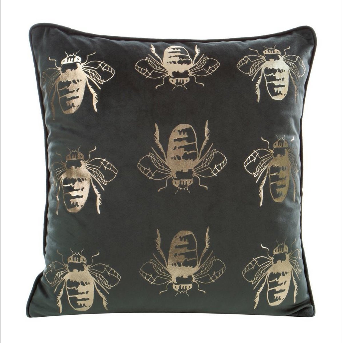 Eurofirany Blink 15O - Decoratieve Kussensloop - 45x45 cm - Velvet - Muntgroen - Gouden Bijen