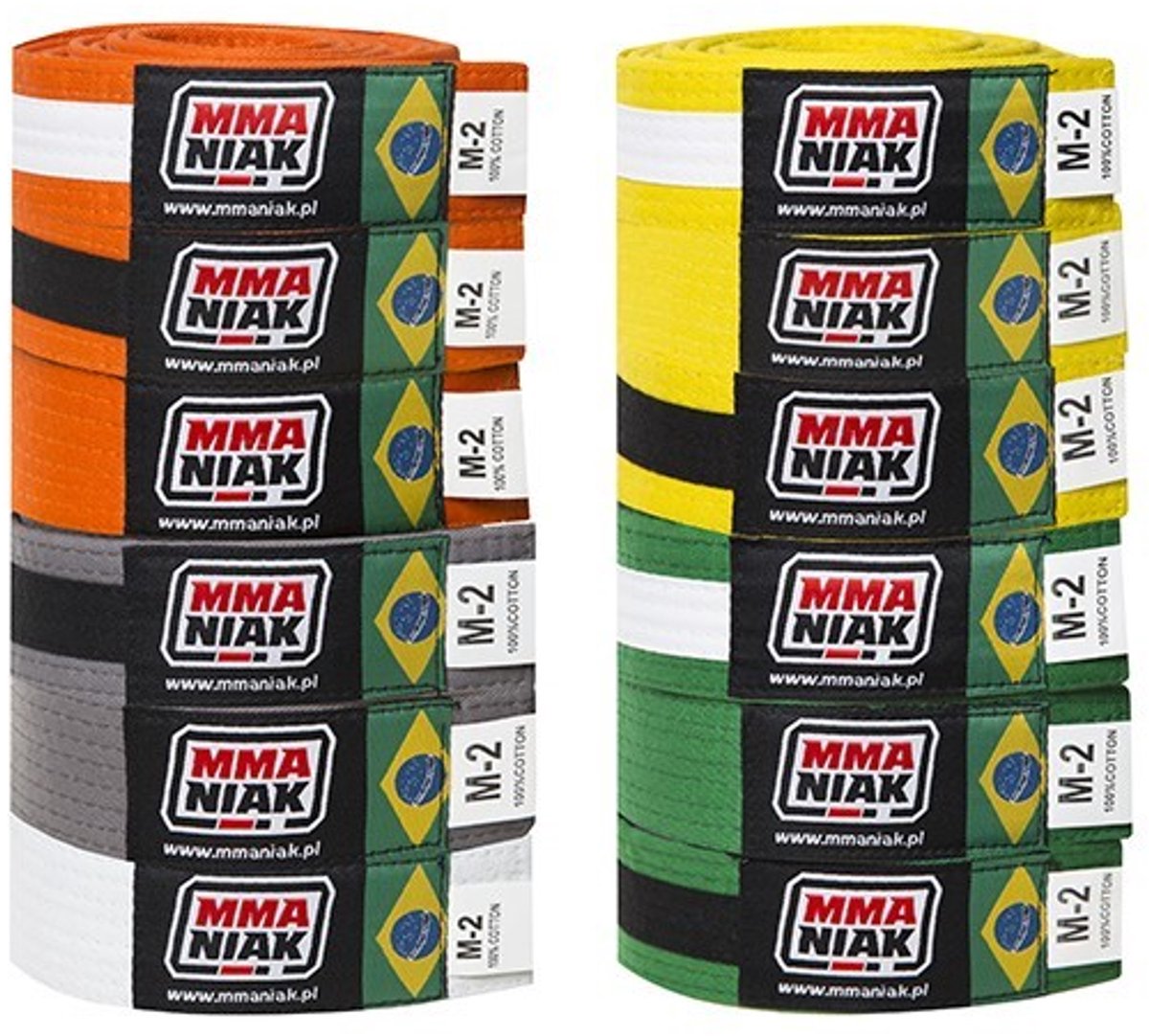 MMAniak Serie - BJJ Riem Kinderen - Geel - Zwarte Balk