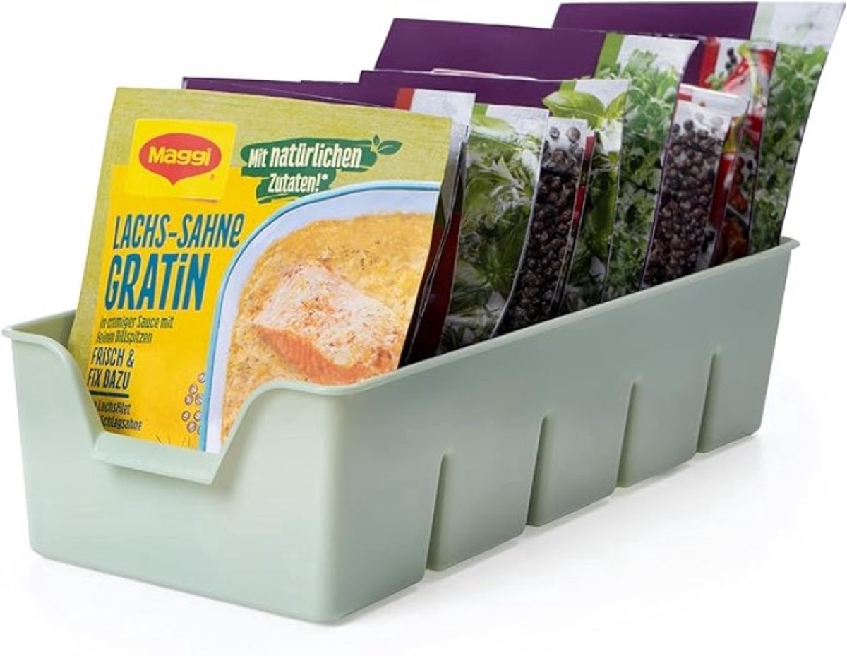 Stapelbare kruidenorganizer voor in de kast - Groene opbergdoos voor specerijen