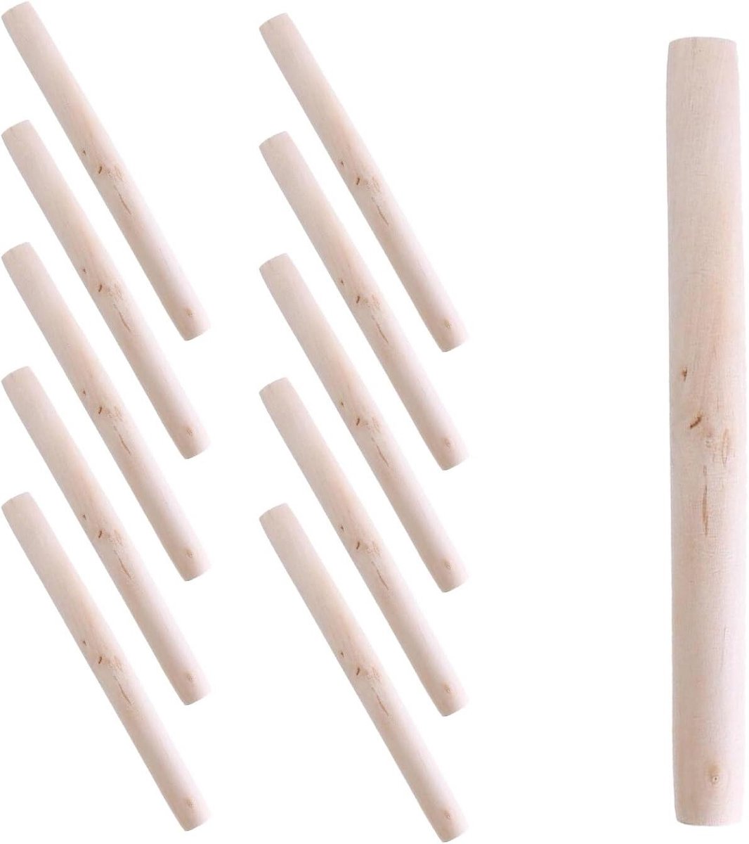 Houten deegroller set - Ideaal voor pizza, fondant, taarten, koekjes - 10 stuks