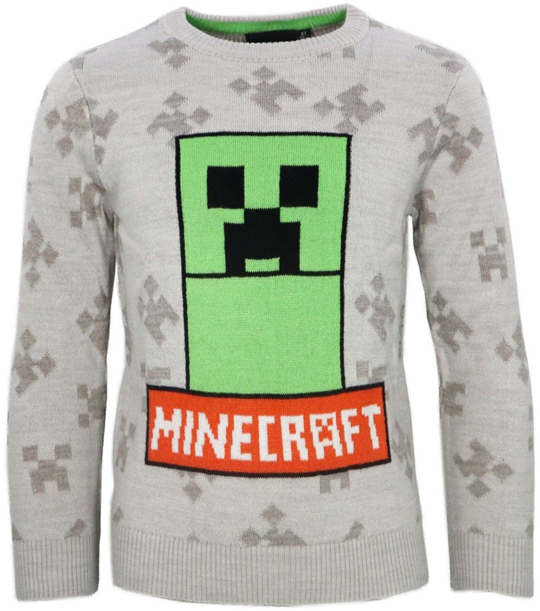 Minecraft Grey gebreide kindertrui 10 jaar
