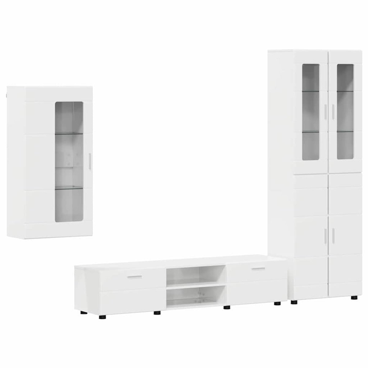 vidaXL Tv-meubelset - FLORIN - 3 - st - 150 - x - 39 - x - 30 - cm - Hoogglans - Wit Hoogglans Wit