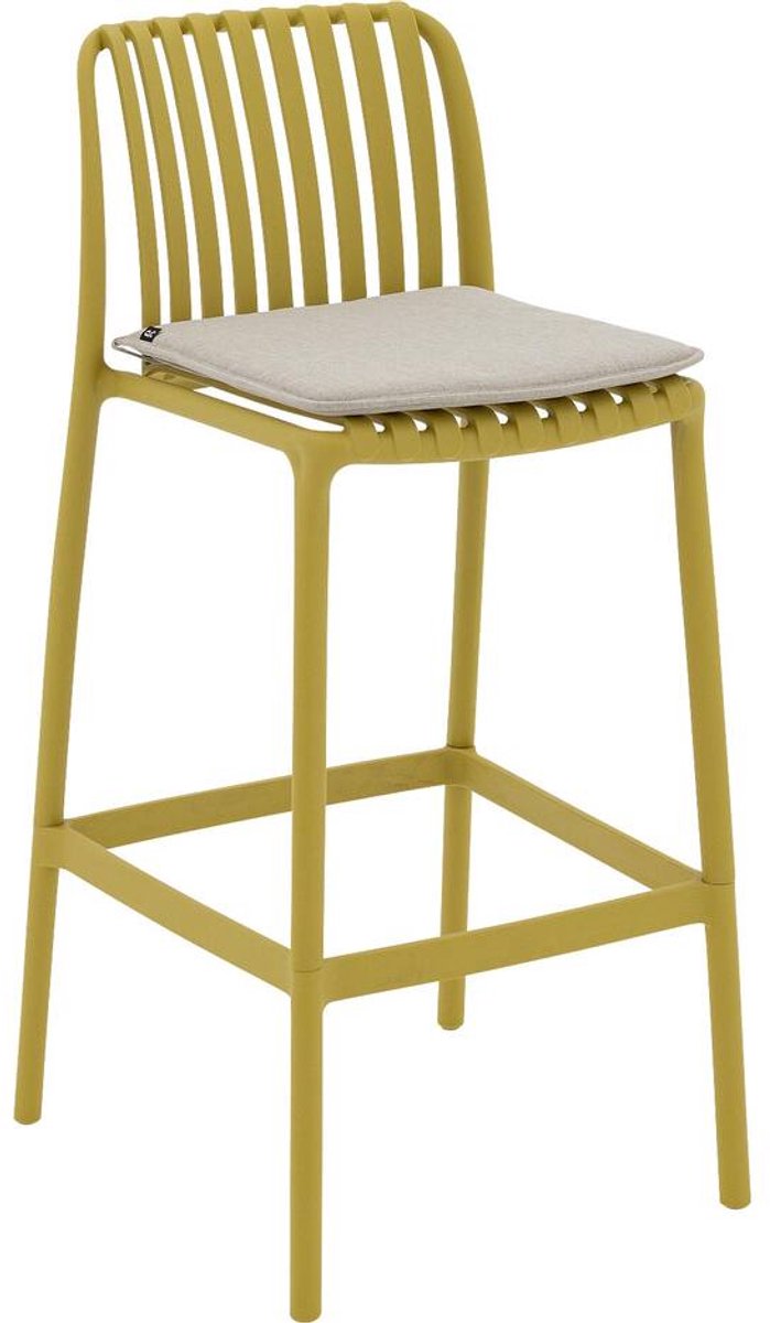Goossens Barstoel Lygeke - Kunststof - geel - 50 x 103 x 54 cm - Barstoel - inclusief kussen