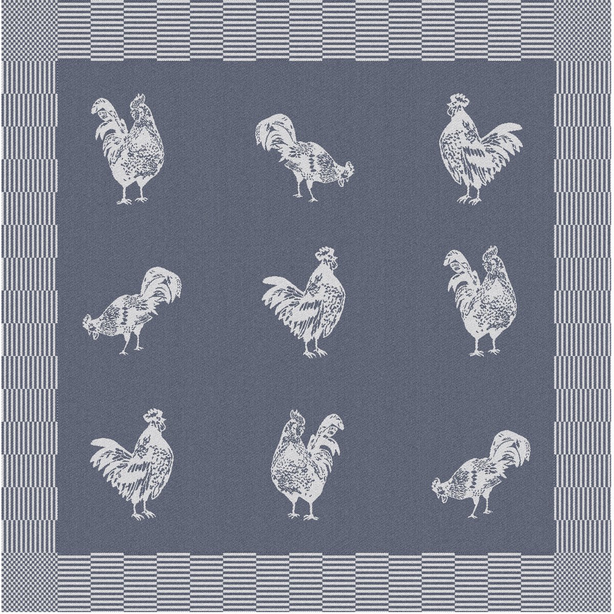 DDDDD - Goodmorning - 6x Theedoek - Set van 6 stuks - Katoen - Hanenprint - 60x65 cm - Jacquard geweven - Blauw