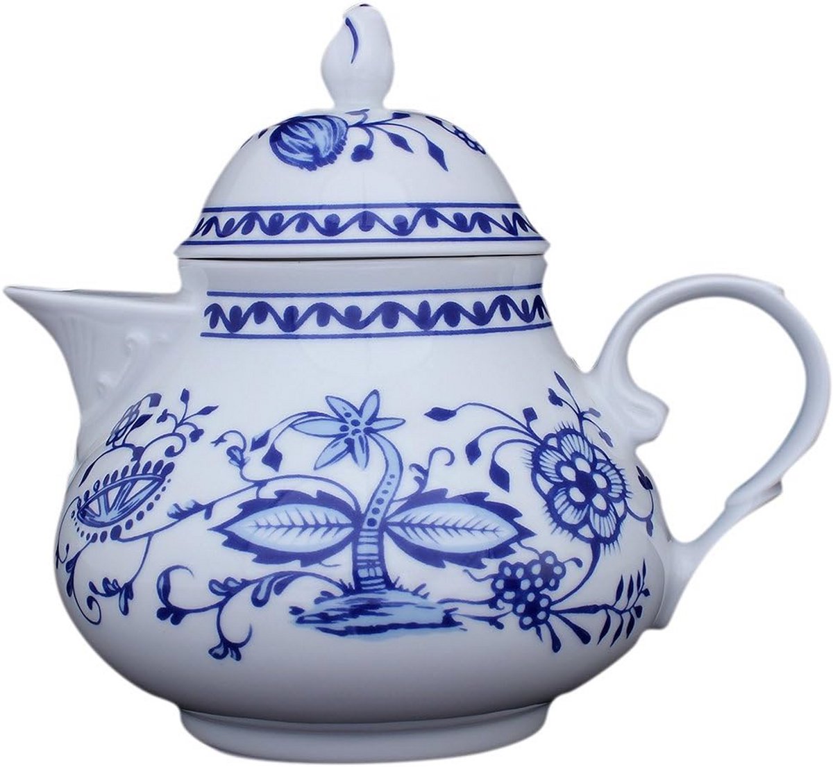Klassieke Porseleinen Theepot 1.0 Liter met Uienpatroon - Vaatwasmachinebestendig