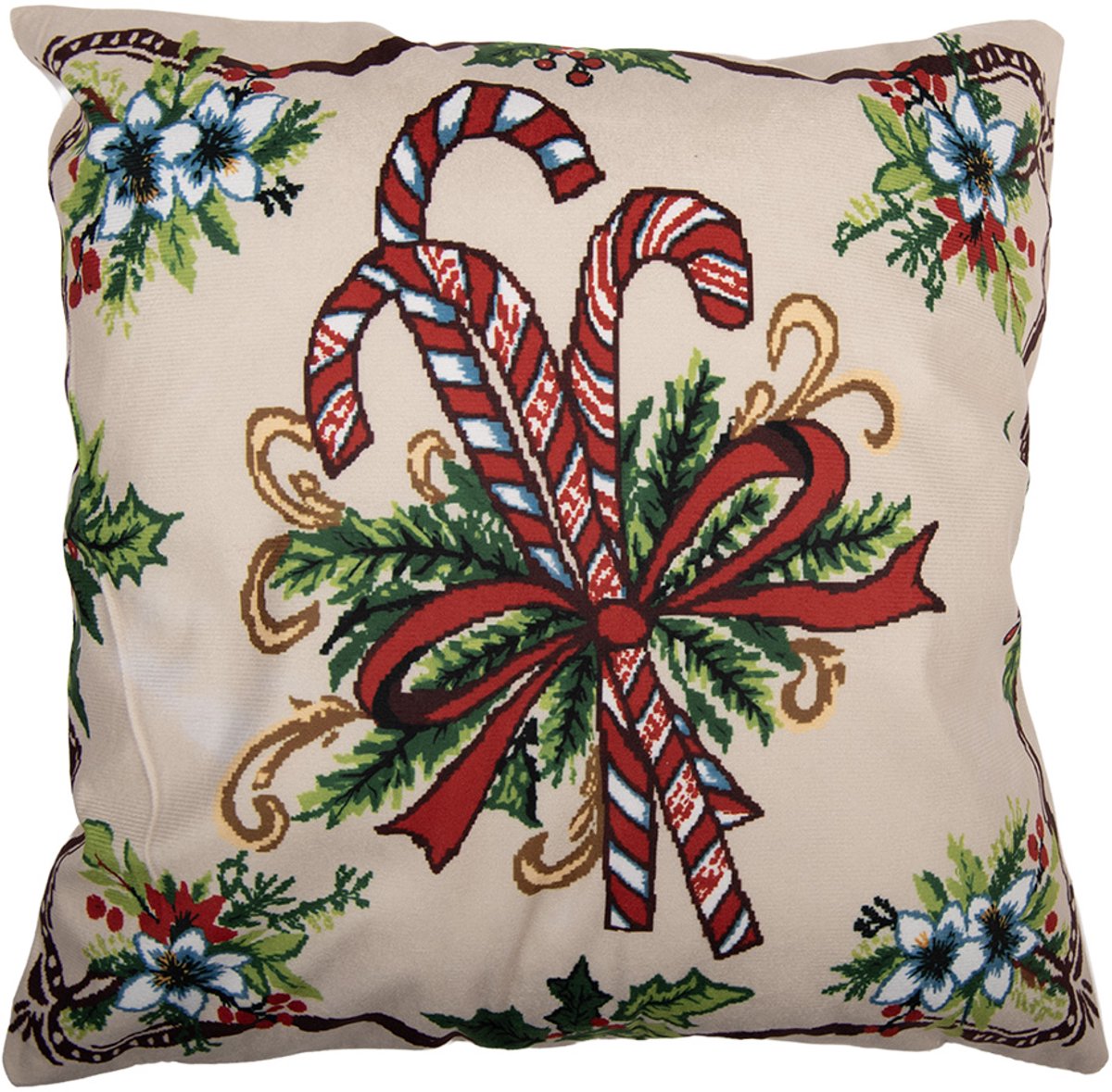 Clayre & Eef Kussenhoes 45x45 cm Beige Polyester