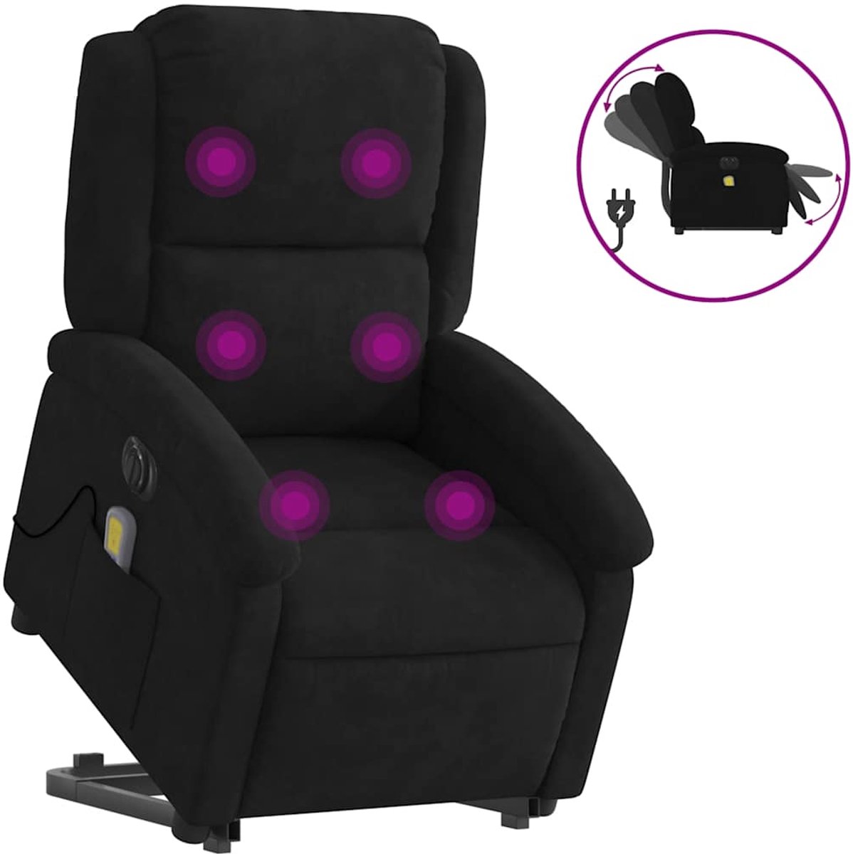 vidaXL Sta-op-massagestoel - elektrisch - verstelbaar - fluweel - zwart