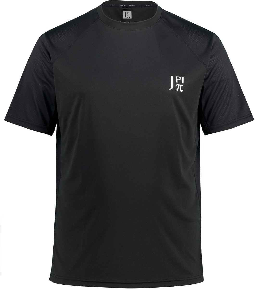 JAY-PI - Heren - Functioneel shirt tennis korte mouwen ademend QuickDry - Zwart - Maat XL