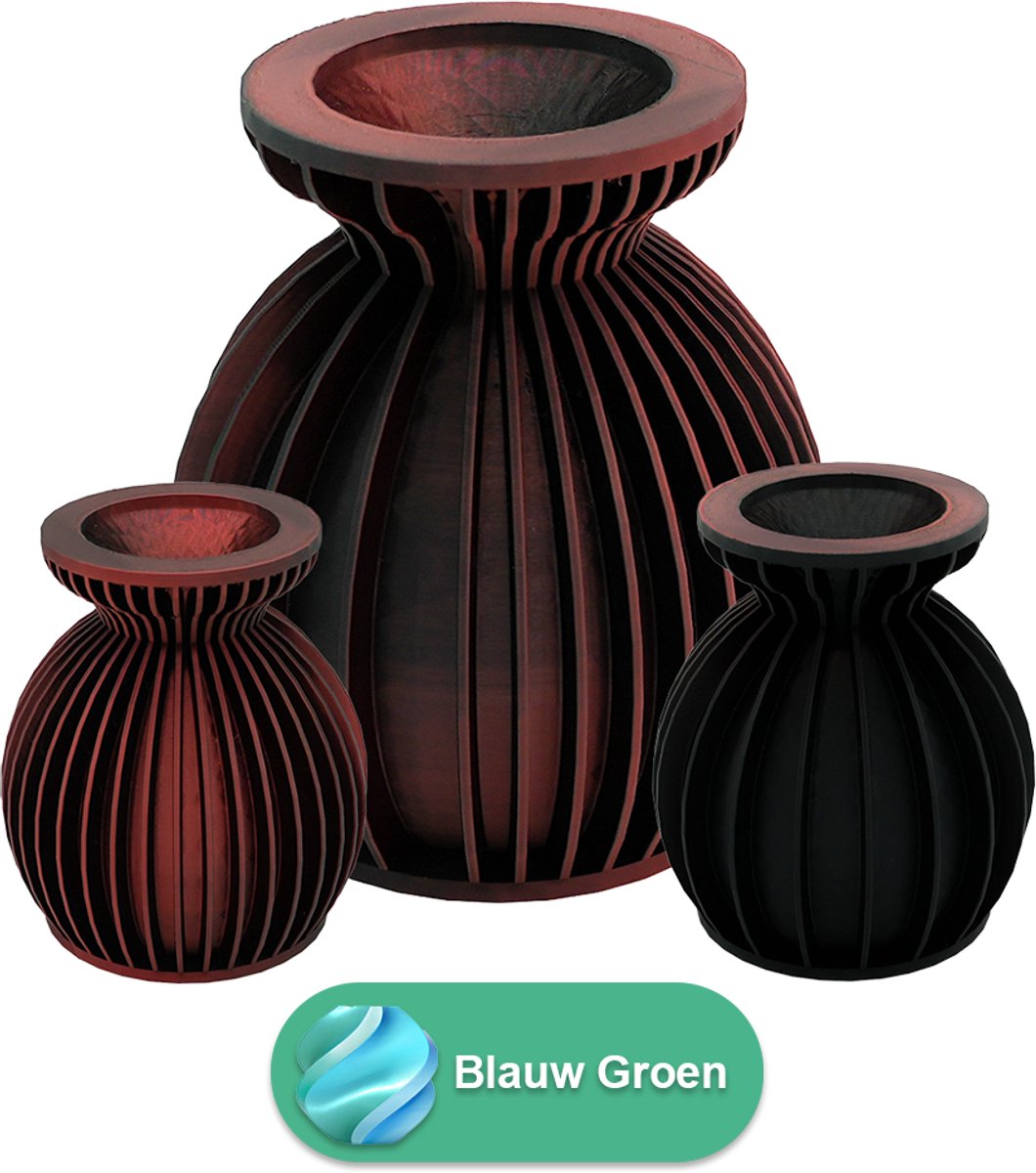 Lovora Elin moderne vaas – Decoratieve vaas - Blauw / Groen - 3d geprinte vaas – geschikt voor droogbloemen - 20CM