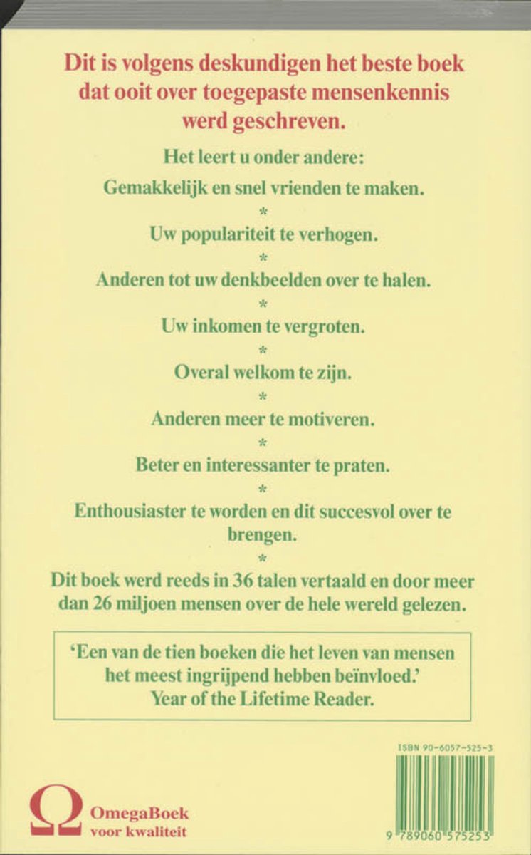 Zo Maakt U Vrienden En Goede Relaties - back cover