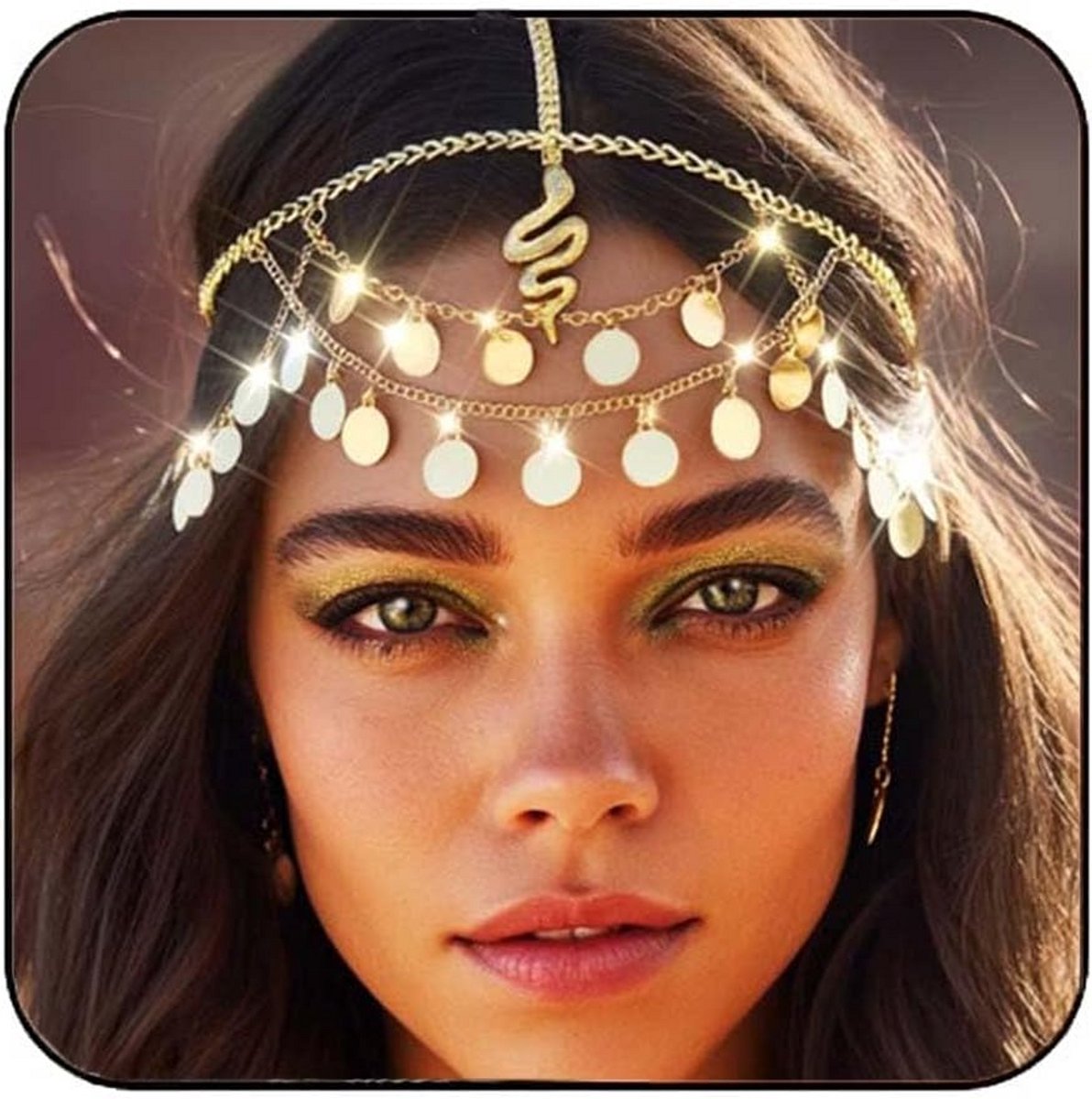 Gouden Pailletten Haar Ketting Sjaal Hoofdband Accessoire voor Dames