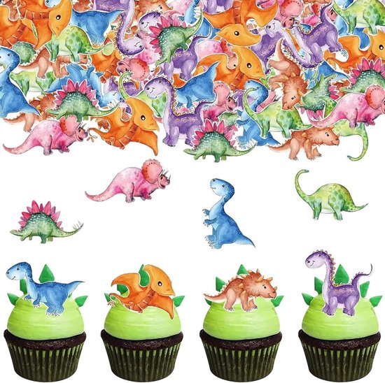 UTMACH 17 stuks taartdecoraties, dinosaurusset, taartdecoratie voor verjaardagsfeesten, thema dinosaurus voor kinderen