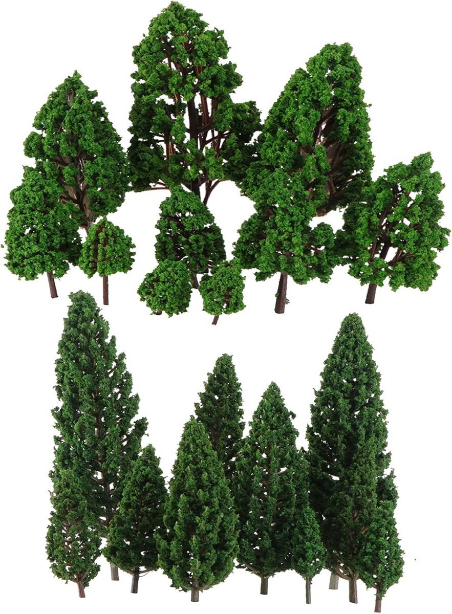 22 stuks Groene Mini Decoratie Bomen voor Landschap en Architectuur Modellen