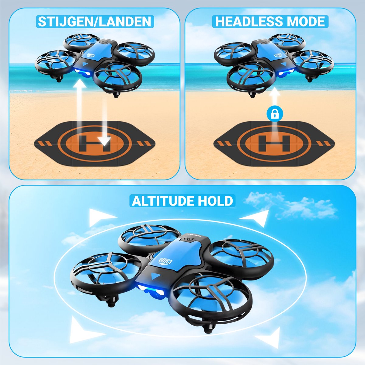 HAWX V8 Drone - Drone met 4K Camera - Mini drone - Voor Kinderen/Volwassenen - Drones - Tot 90 Minuten Vliegen - Incl. 3 Batterijen, Opbergtas, Landing Pad — afbeelding 4