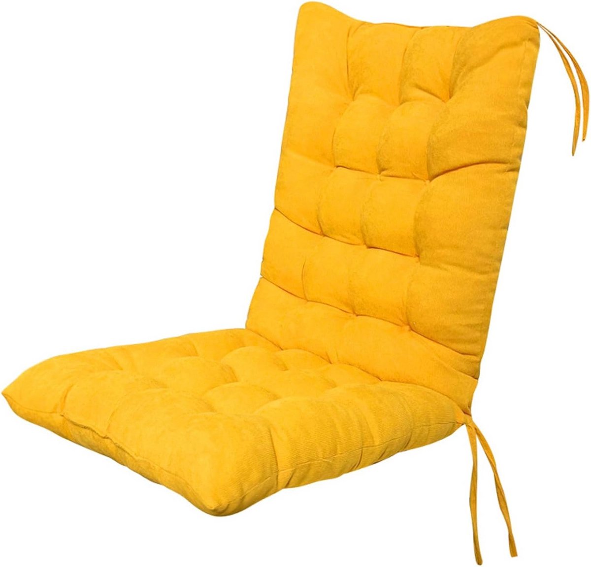 Comfortabel Hoog Rug Stoelkussen met Bevestigingsbanden 100x45 cm voor Tuin en Buitenstoelen
