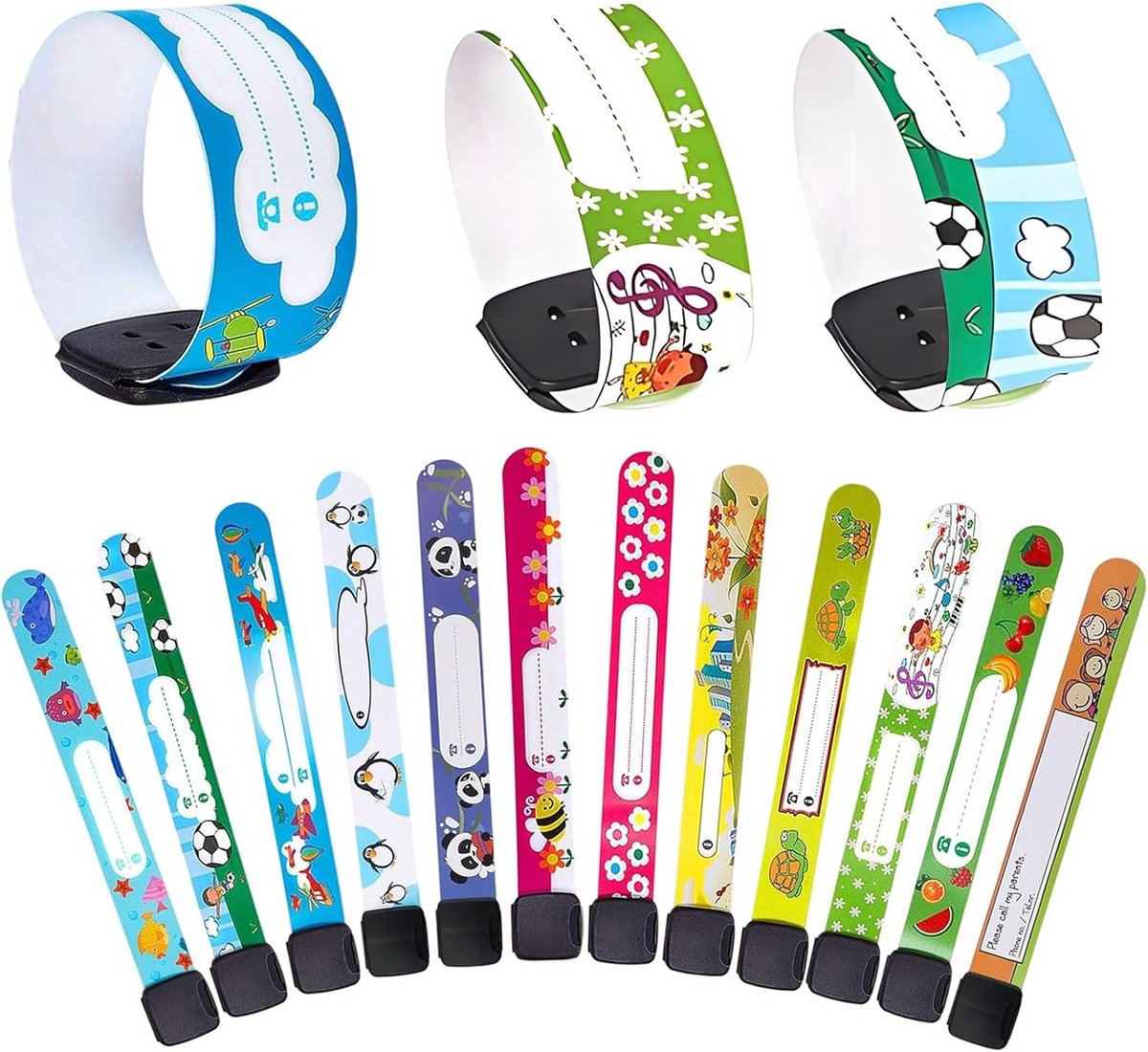 12 stuks herbruikbare kinder noodarmbanden anti-verlies waterdicht ID polsband