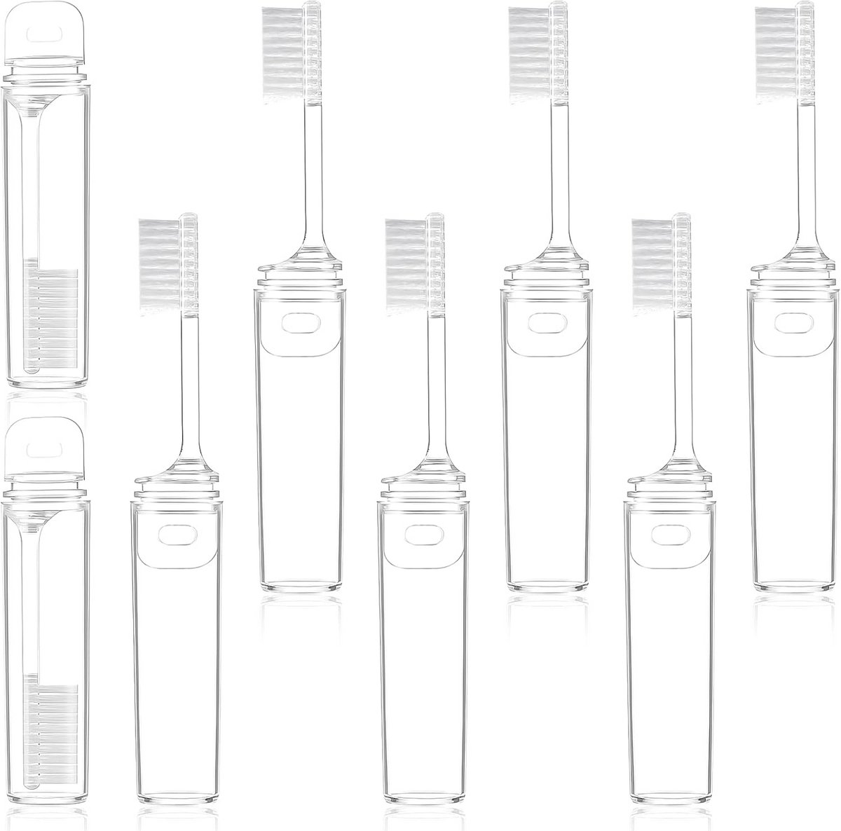 8x Inklapbare Reistandenborstels Set - Draagbare Mini Opvouwbare Tandenborstels met Etui