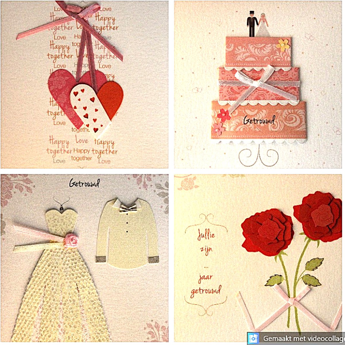 4 Luxe Wenskaarten Paperclip Paperwork Huwelijk - Kaart - Getrouwd - Liefde -Love - Huwelijkskaart - Wenskaart Set - 4 Motieven - Greeting Card - Grusskarte - Carte De Vœux - Dubbele Kaart - Rechthoek - Met Envelop - 15x12cm - Gratis Verzonden