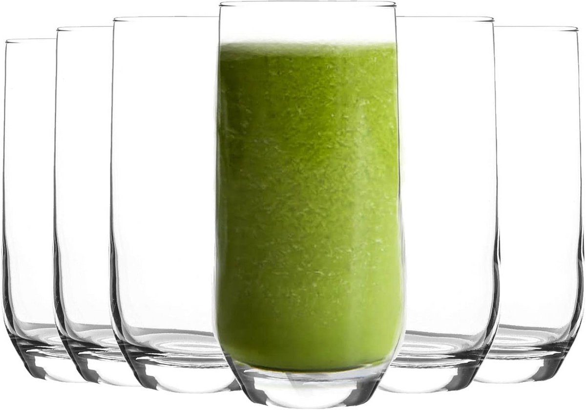 Set van 6 Hoge Longdrinkglazen - Suède Stijl Water- en Cocktailglazen - 315 ml