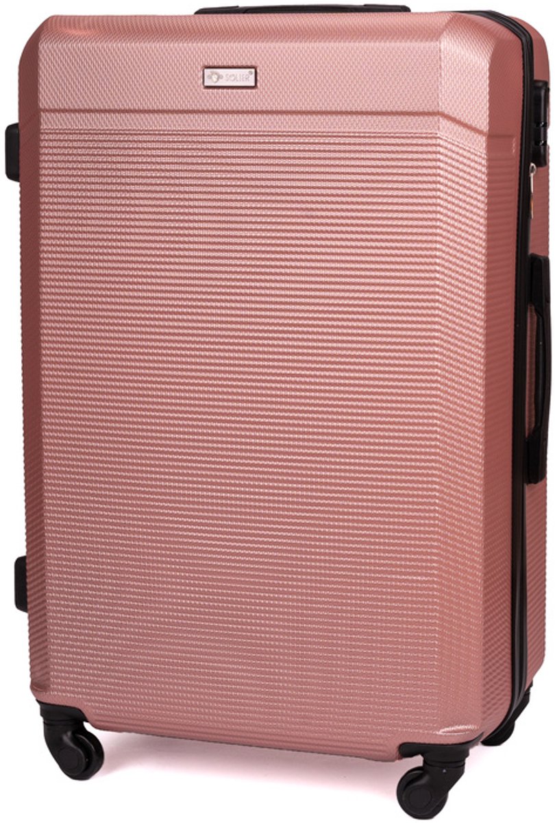 Solier STL945 - Reiskoffer middelgroot M 22 inch - Hardcase ABS Plus - Cijferslot - 4 zwenkwielen - Roze